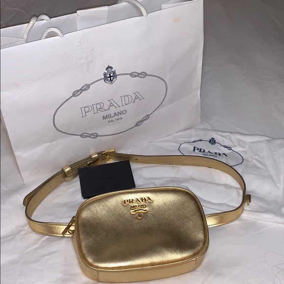 prada gold clutch